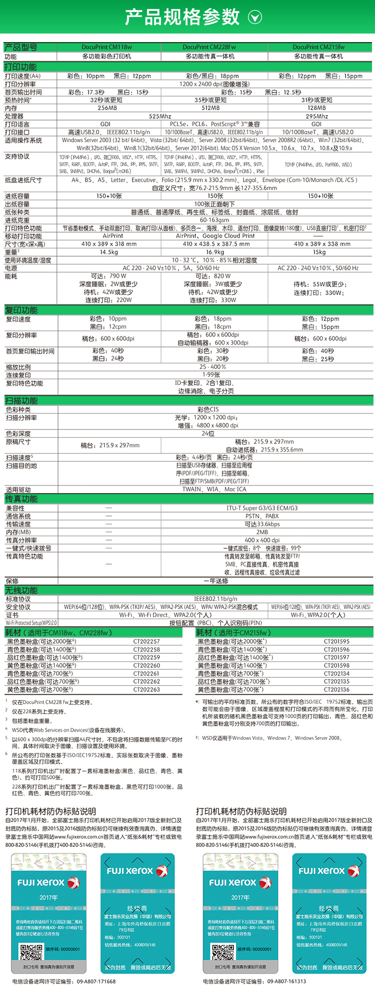 富士施乐CM228FW 全新机